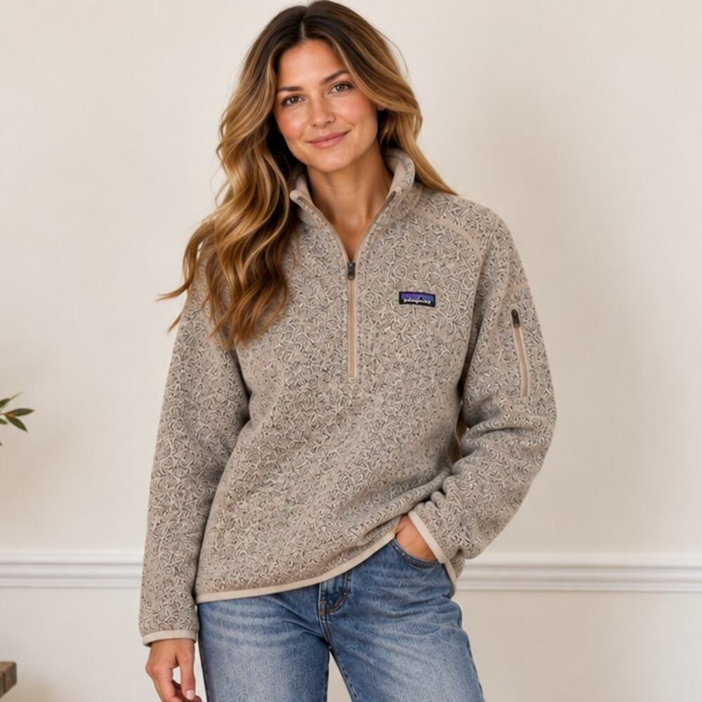Patagonia Women's SZ XL Better Sweater 1/4 Zip Birch White
